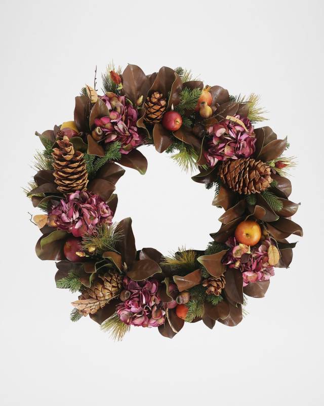 Hydrangea & Magnolia Leaf 30" Wreath
